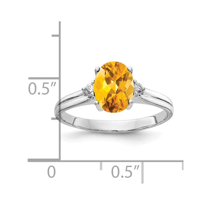 Goldia 14k White Gold 8x6mm Oval Citrine A Real Diamond ring Rings