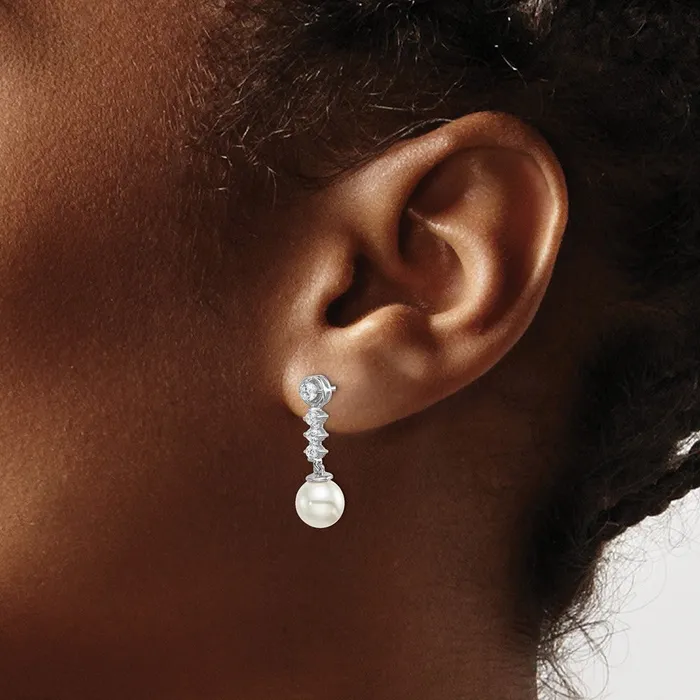 Goldia 14k White Gold Freshwater Cultured Pearl u0026 Real Diamond Post Earrings Earrings