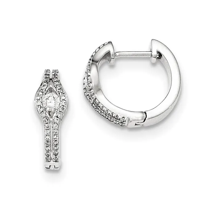 Goldia 14K White Gold Polished Real Diamond Hinged Hoop Earrings Earrings Goldia 14K White Gold Polished Real Diamond Hinged Hoop Earrings Earrings
