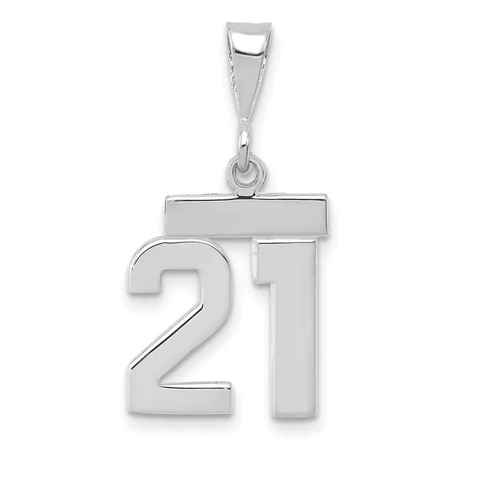 Goldia 14k White Goldw Small Polished Number 21 Charm Charm Necklaces