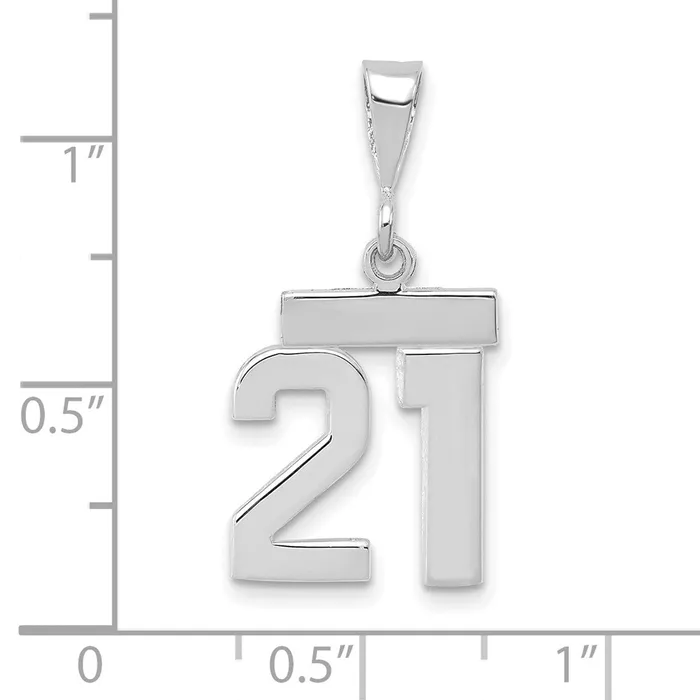 Goldia 14k White Goldw Small Polished Number 21 Charm Charm Necklaces