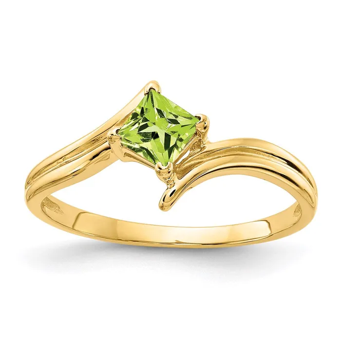 Goldia 14K Yellow Gold 4mm Princess Cut Peridot ring Rings