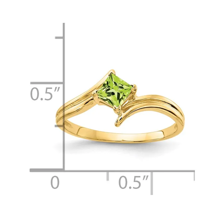 Goldia 14K Yellow Gold 4mm Princess Cut Peridot ring Rings