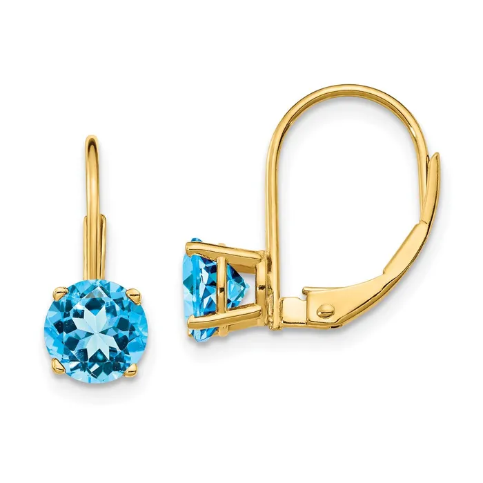 Goldia 14k Yellow Gold 6mm Blue Topaz Leverback Earrings Earrings