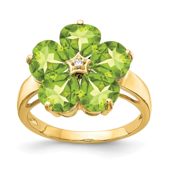 Goldia 14k Yellow Gold 6mm Heart Peridot AA Diamond ring Rings