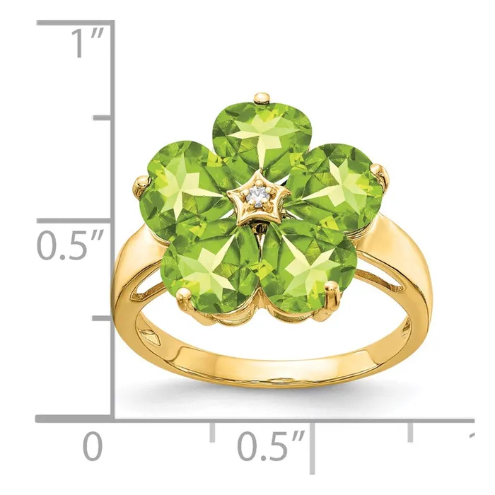 Goldia 14k Yellow Gold 6mm Heart Peridot AA Diamond ring Rings