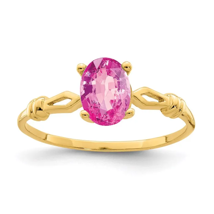 Goldia 14K Yellow Gold 7x5mm Oval Pink Sapphire ring Rings