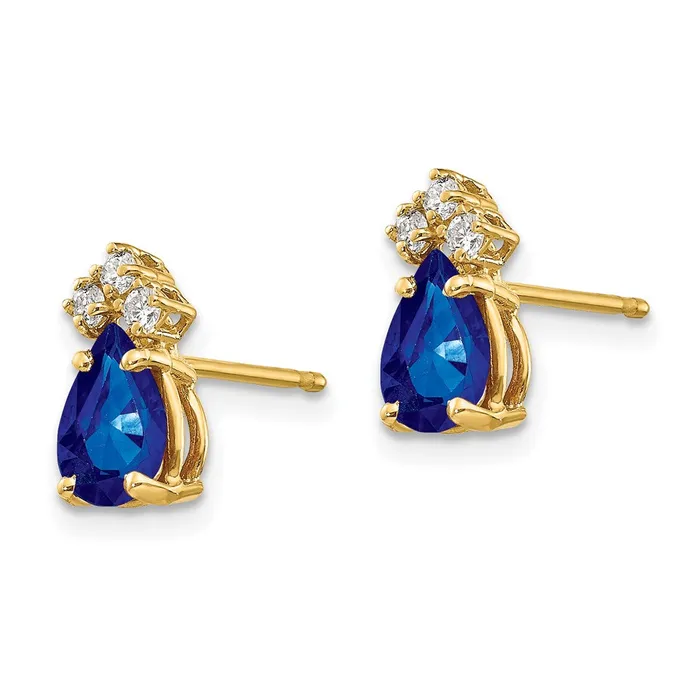 Goldia 14k Yellow Gold 7x5mm Pear Sapphire u0026 AAA Real Diamond Earrings Earrings