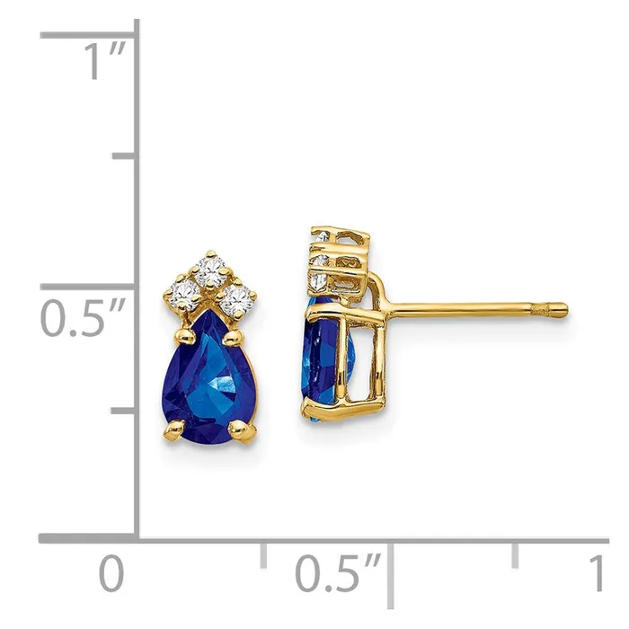 Goldia 14k Yellow Gold 7x5mm Pear Sapphire u0026 AAA Real Diamond Earrings Earrings
