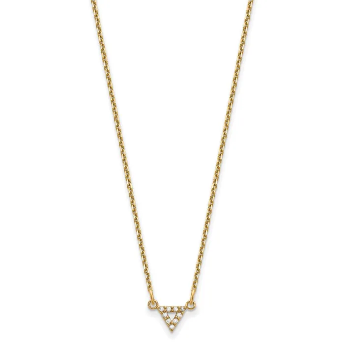 Goldia 14K Yellow Gold A Quality Real Diamond 6mm Triangle Necklace Necklaces