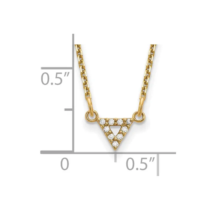 Goldia 14K Yellow Gold A Quality Real Diamond 6mm Triangle Necklace Necklaces