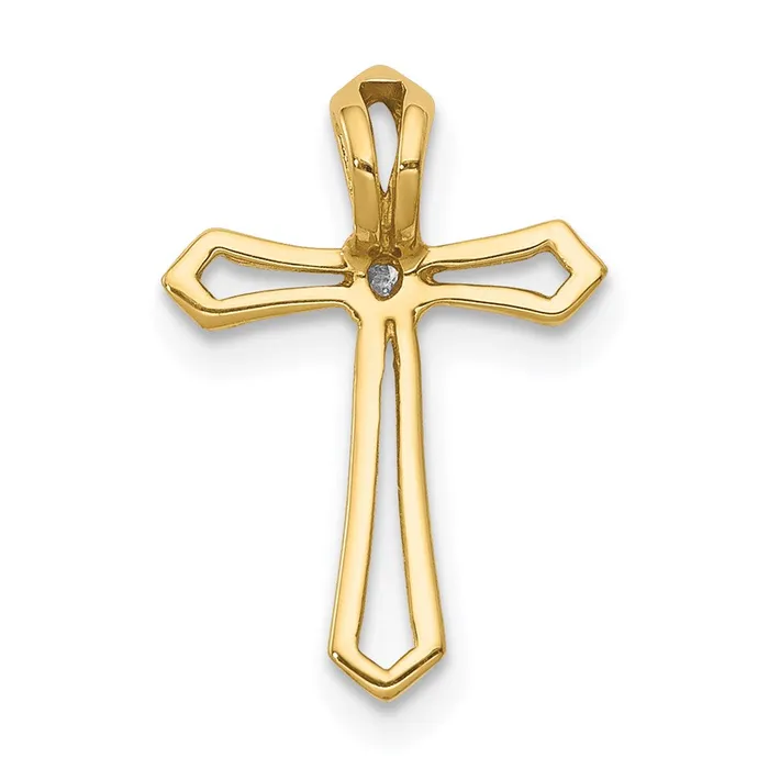 Goldia 14K Yellow Gold AA Real Diamond Cross Pendant Necklaces