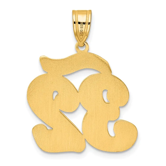 Goldia 14k Yellow Gold Brushed Border Script Number 32 Pendant PreStyled Sets