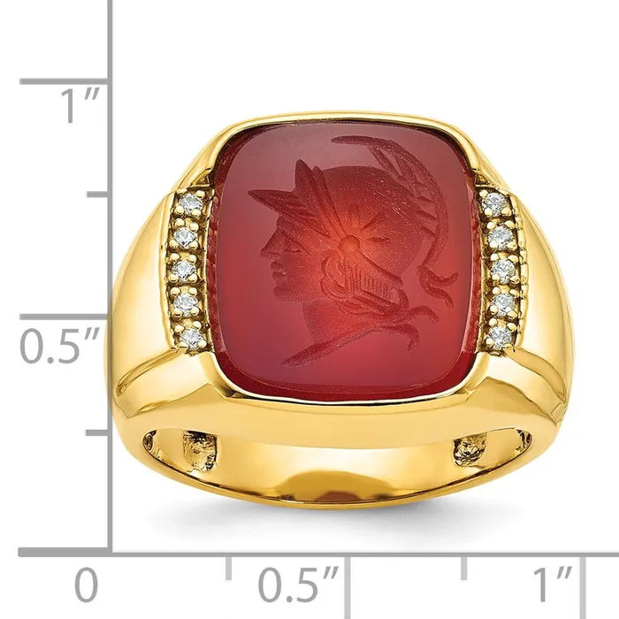 Goldia 14k Yellow Gold Mens Carnelian and 110 carat Diamond Complete Ring Rings