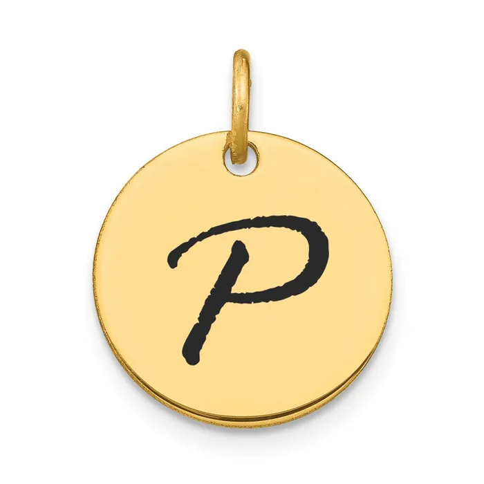 Goldia 14k Yellow Gold Polished Black Enamel Letter P Initial Disk Charm Charm Necklaces Goldia 14k Yellow Gold Polished Black Enamel Letter P Initial Disk Charm Charm Necklaces