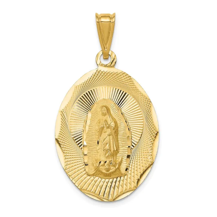 Goldia 14k Yellow Gold Polished DC Lady Of Guadalupe Oval Pendant Necklaces Goldia 14k Yellow Gold Polished DC Lady Of Guadalupe Oval Pendant Necklaces