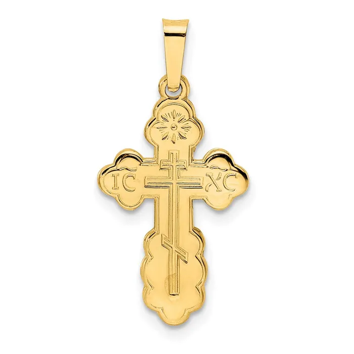 Goldia 14k Yellow Gold Polished Eastern Orthodox Solid Cross Pendant Necklaces Goldia 14k Yellow Gold Polished Eastern Orthodox Solid Cross Pendant Necklaces