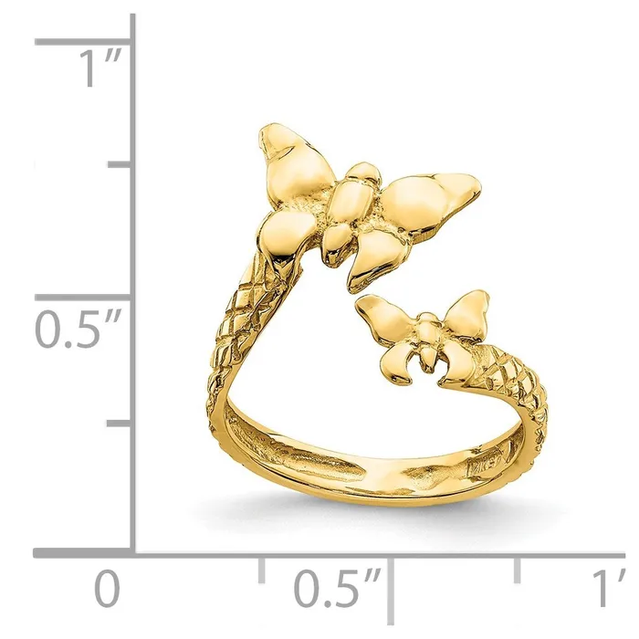 Goldia 14k Yellow Gold Polished Textured Butterfly Toe Ring Rings