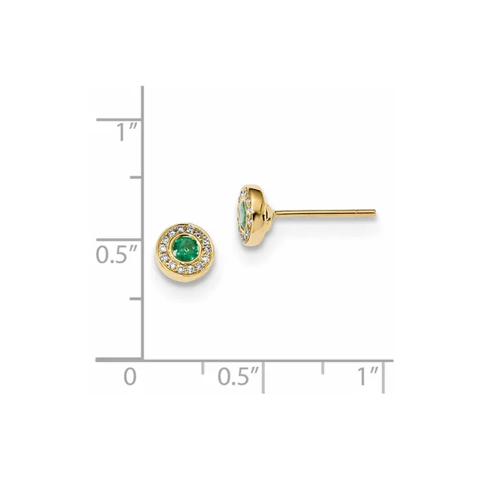 Goldia 14k Yellow Gold Real Diamond and Emerald Post Earrings Earrings