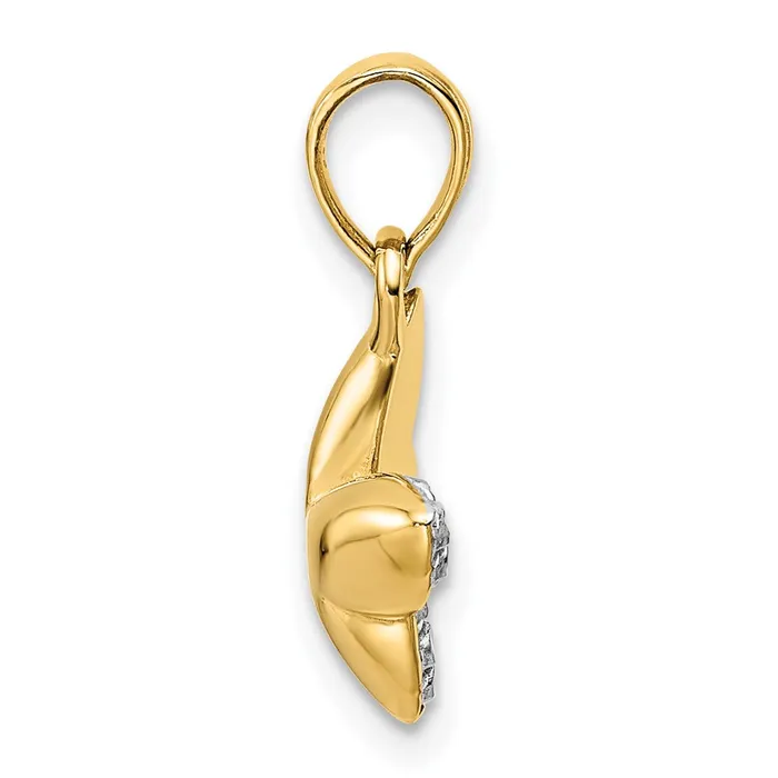Goldia 14k Yellow Rhodium Gold and White Rhodium Half Diamondcut Butterfly Pendant Necklaces