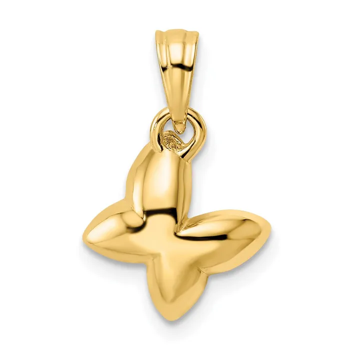 Goldia 14k Yellow Rhodium Gold and White Rhodium Half Diamondcut Butterfly Pendant Necklaces
