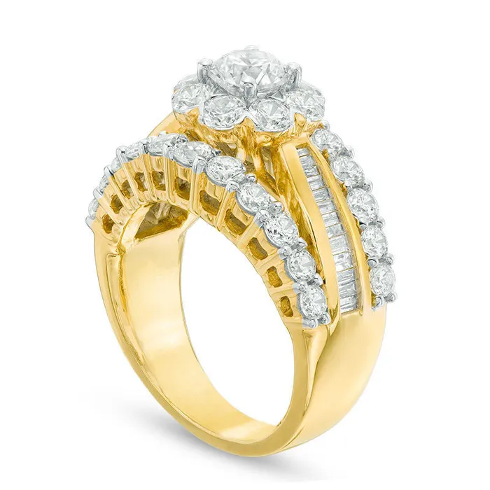 Goldia 30 CT TW Natural Diamond Frame MultiRow Engagement Ring in Solid 10K Yellow Gold Rings Goldia 30 CT TW Natural Diamond Frame MultiRow Engagement Ring in Solid 10K Yellow Gold Rings
