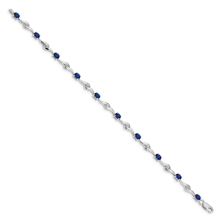 goldiaca 14k White Gold Blue SapphireWhite Sapphire Bracelet Bracelets