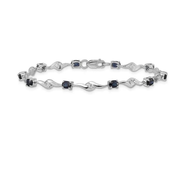 goldiaca 14k White Gold Blue SapphireWhite Sapphire Bracelet Bracelets