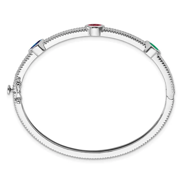 goldiaca 14k White Gold Marquise RubySapphireEmerald Bangle Earrings