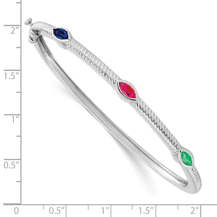 goldiaca 14k White Gold Marquise RubySapphireEmerald Bangle Earrings
