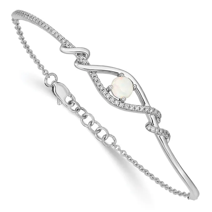 goldiaca Bracelets 14k White Gold Opal ByPass 7in w5in ext Bar Bracelet goldiaca Bracelets 14k White Gold Opal ByPass 7in w5in ext Bar Bracelet