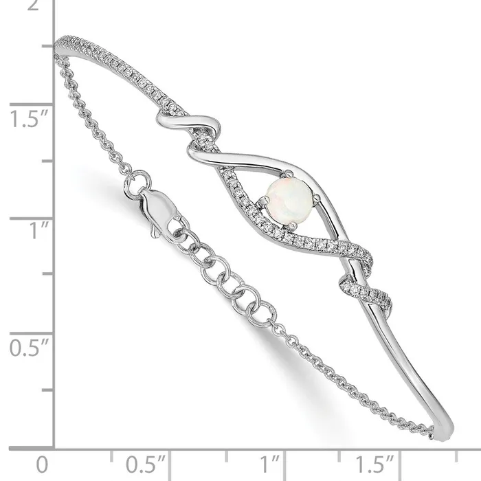 goldiaca Bracelets 14k White Gold Opal ByPass 7in w5in ext Bar Bracelet