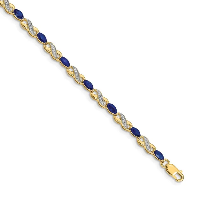 goldiaca Bracelets 14k Yellow Gold Natural Diamond and Sapphire Infinity Bracelet goldiaca Bracelets 14k Yellow Gold Natural Diamond and Sapphire Infinity Bracelet