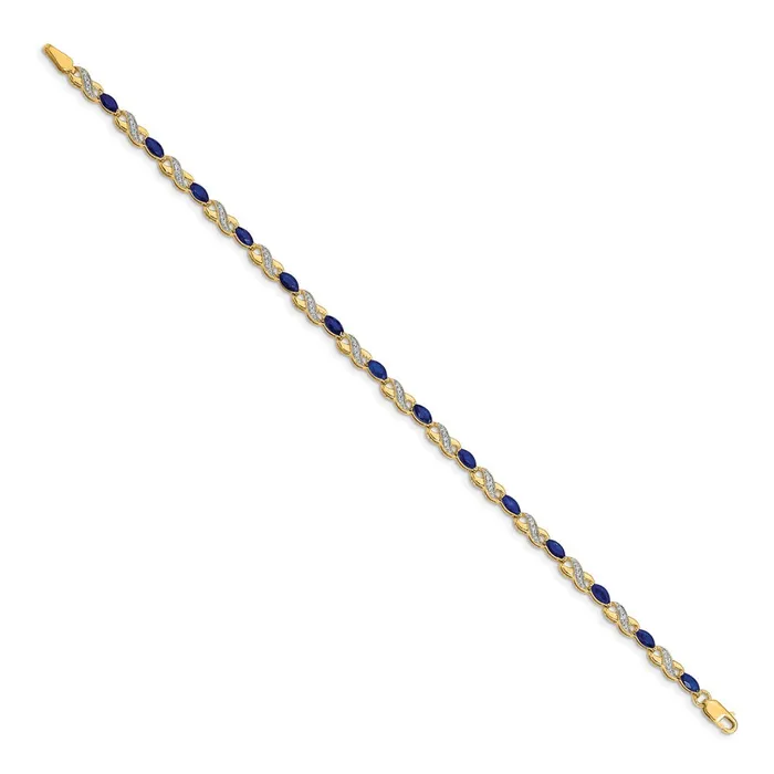 goldiaca Bracelets 14k Yellow Gold Natural Diamond and Sapphire Infinity Bracelet