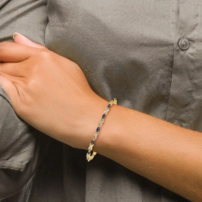 goldiaca Bracelets 14k Yellow Gold Natural Diamond and Sapphire Infinity Bracelet