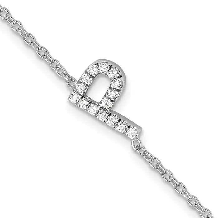 goldiaca Bracelets 14KW Natural Diamond Sideways Letter P w 1in ext Bracelet goldiaca Bracelets 14KW Natural Diamond Sideways Letter P w 1in ext Bracelet