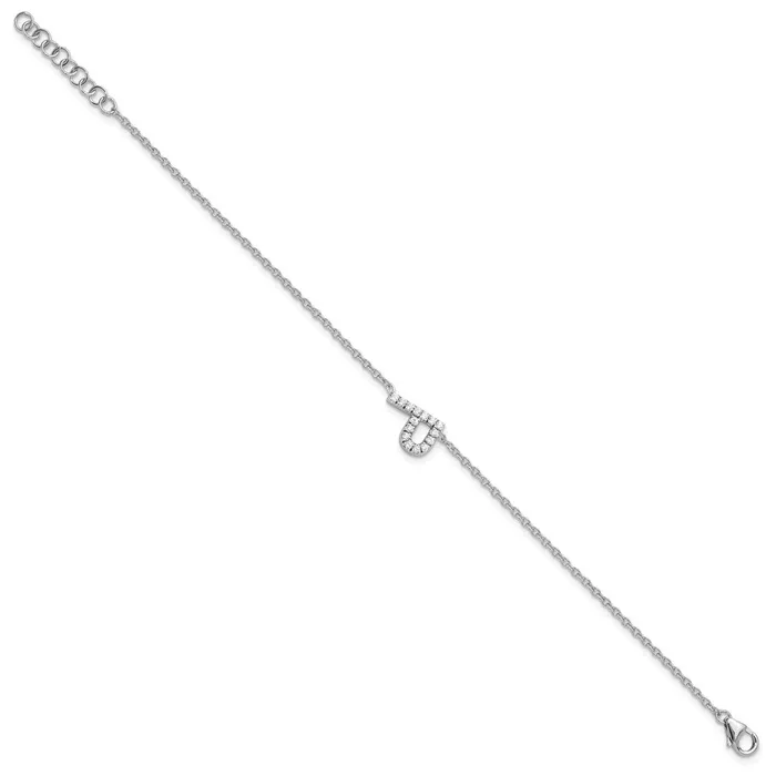 goldiaca Bracelets 14KW Natural Diamond Sideways Letter P w 1in ext Bracelet
