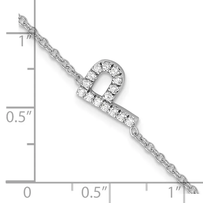 goldiaca Bracelets 14KW Natural Diamond Sideways Letter P w 1in ext Bracelet