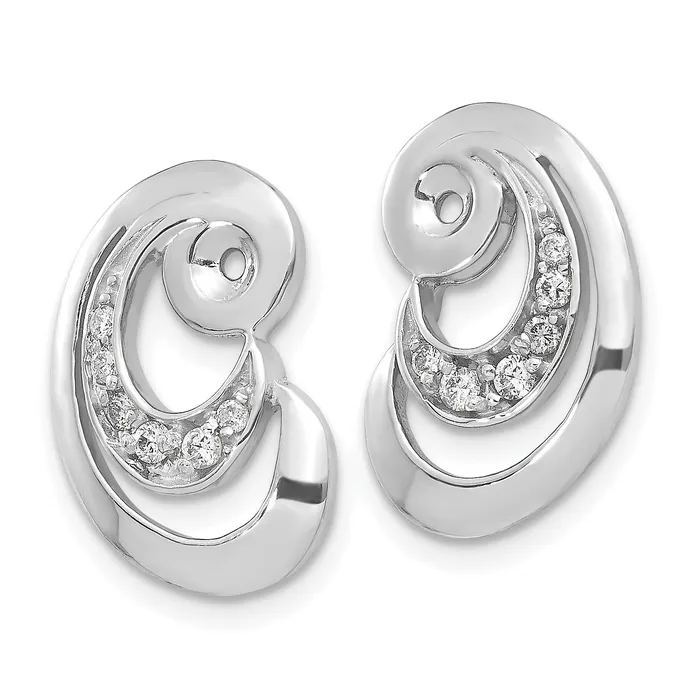 goldiaca Earrings 14k White Gold AA Fancy Curl Diamond Earring Jacket