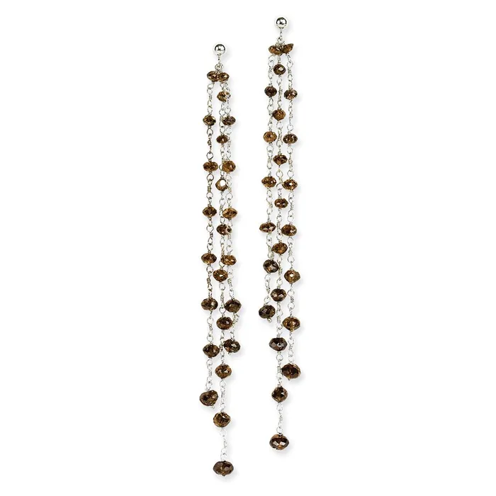 goldiaca Earrings 14k White Gold Coffee Brown Diamond Briolette Earring