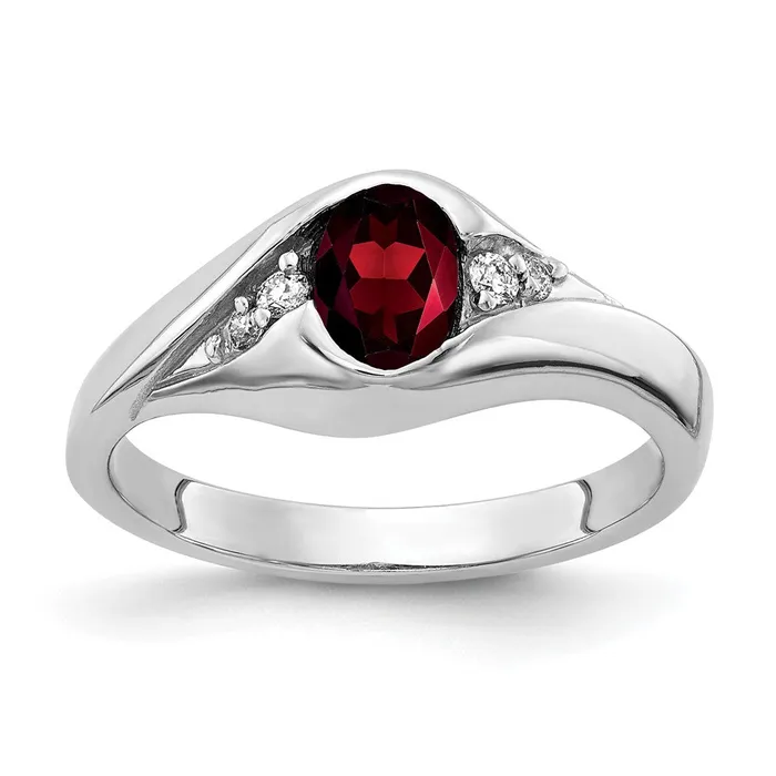 goldiaca Rings 14k White Gold 6x4mm Oval Garnet Checker AA Real Diamond ring goldiaca Rings 14k White Gold 6x4mm Oval Garnet Checker AA Real Diamond ring