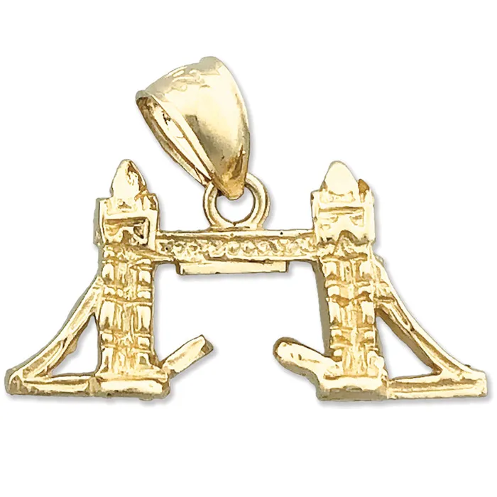 Goldia Charm Necklaces 14K Gold 3D London Bridge Charm