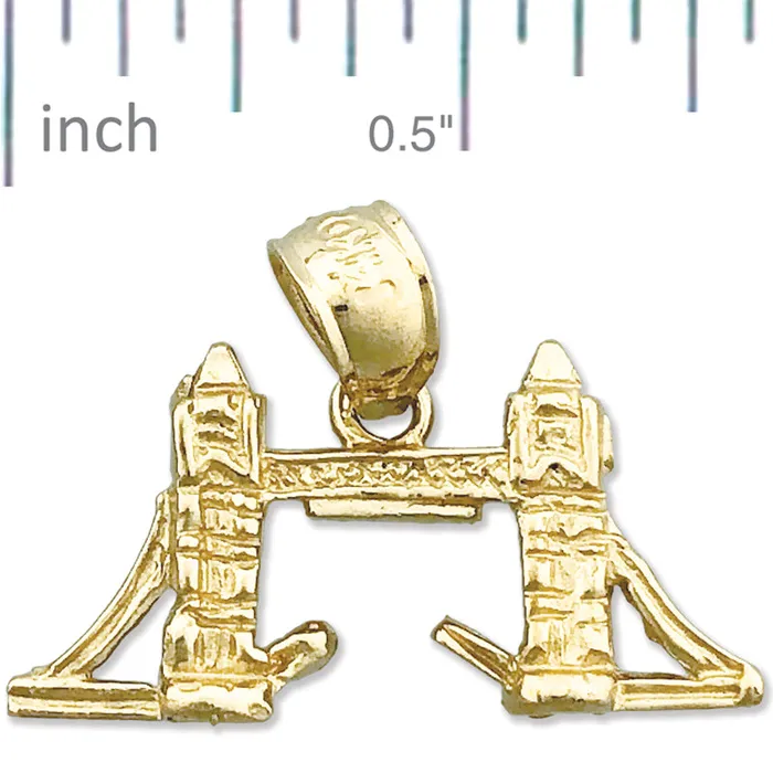 Goldia Charm Necklaces 14K Gold 3D London Bridge Charm
