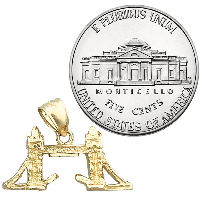 Goldia Charm Necklaces 14K Gold 3D London Bridge Charm