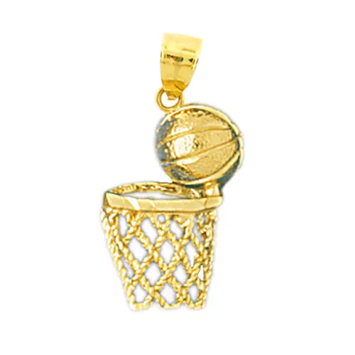 Goldia Charm Necklaces 14K Gold Basketball Net Charm