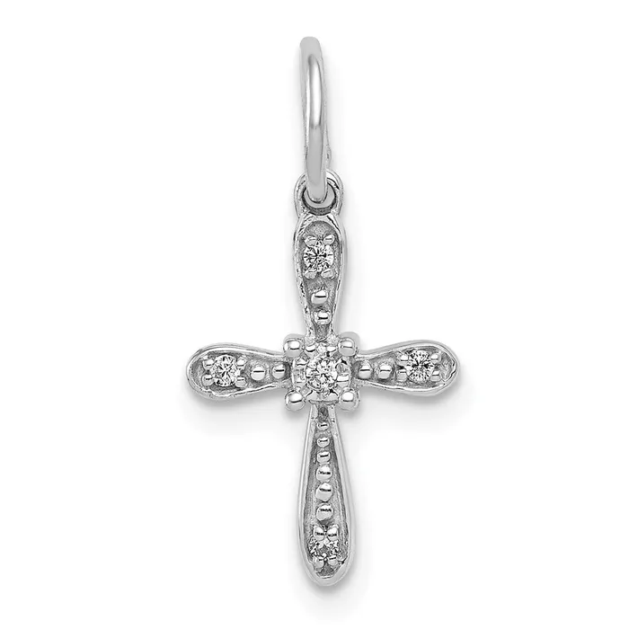 Goldia Charm Necklaces 14k White Gold 03ct Real Diamond Cross Charm