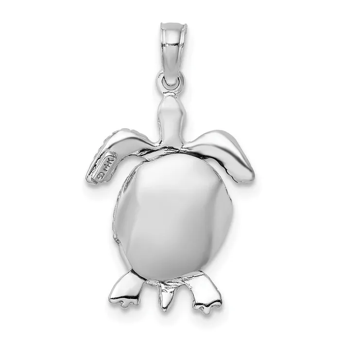 Goldia Charm Necklaces 14k White Gold 3D Moveable Sea Turtle Charm