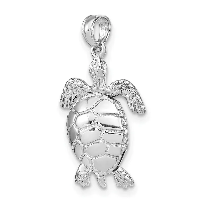 Goldia Charm Necklaces 14k White Gold 3D Moveable Sea Turtle Charm