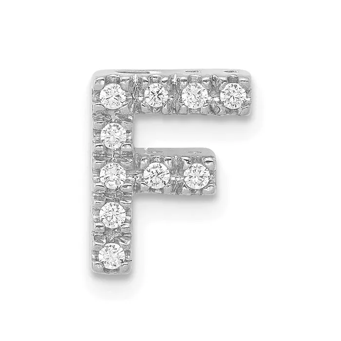 Goldia Charm Necklaces 14K White Gold Real Diamond Letter F Initial Charm