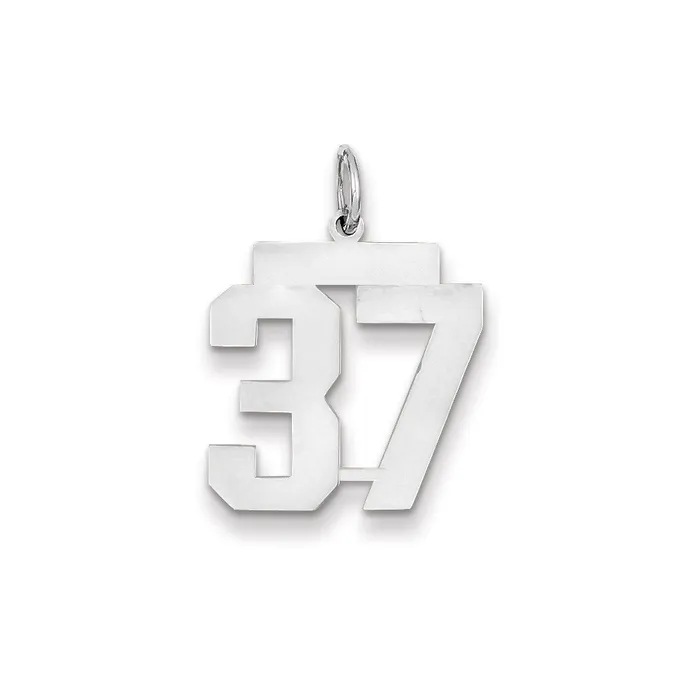 Goldia Charm Necklaces 14k White Gold WG Medium Polished Number 37 Charm